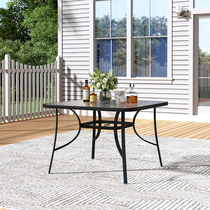 Tempered Glass Outdoor Coffee Table with Parasol Hole