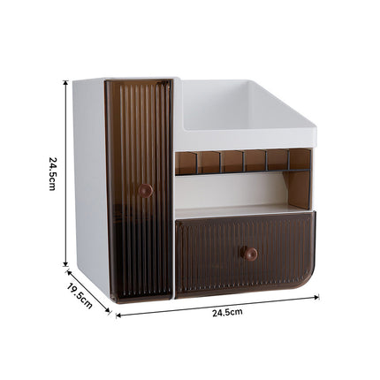 Large Capacity White Makeup Organizer with Semi Transparent Drawers