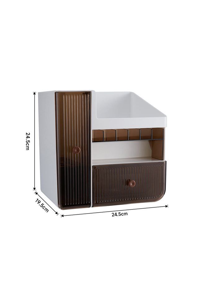 Large Capacity White Makeup Organizer with Semi Transparent Drawers