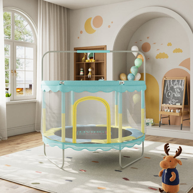 Outdoor Enclosure Trampoline with Balance Bar