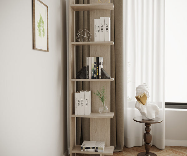 5 Tier Corner Storage Bookshelf Shelving Unit Maple