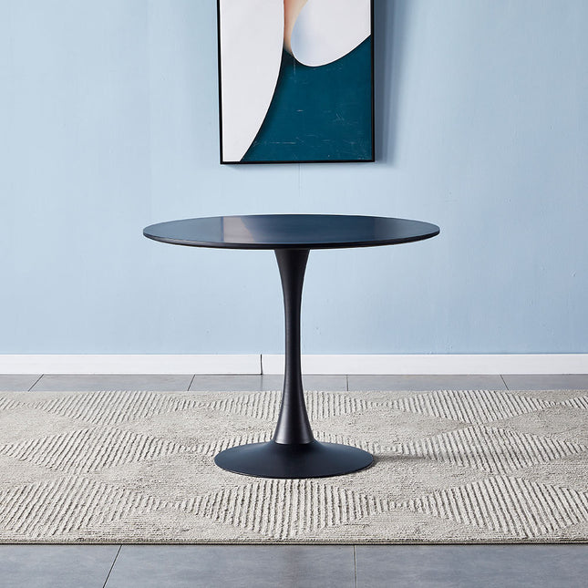 Modern Round Minimalist Dining Table Black 90x73cm H