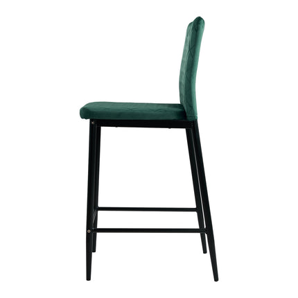2PCS Velvet Upholstered Bar Stools with Backrest