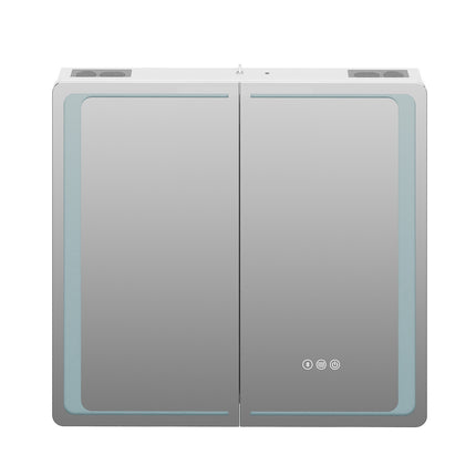 Double-Door Bathroom Mirror Cabinet with LED Lighting