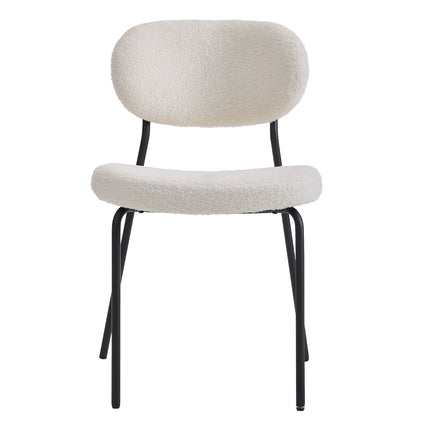 2Pcs Upholstered Dining Chair with Metal Frame