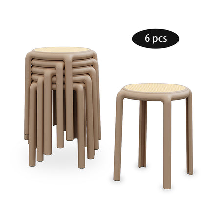 6Pcs Plastic Backless Stacking Stool Dining Chair