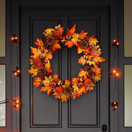 Artificial Maple Leaf Wreath Outdoor Decoration for Halloween