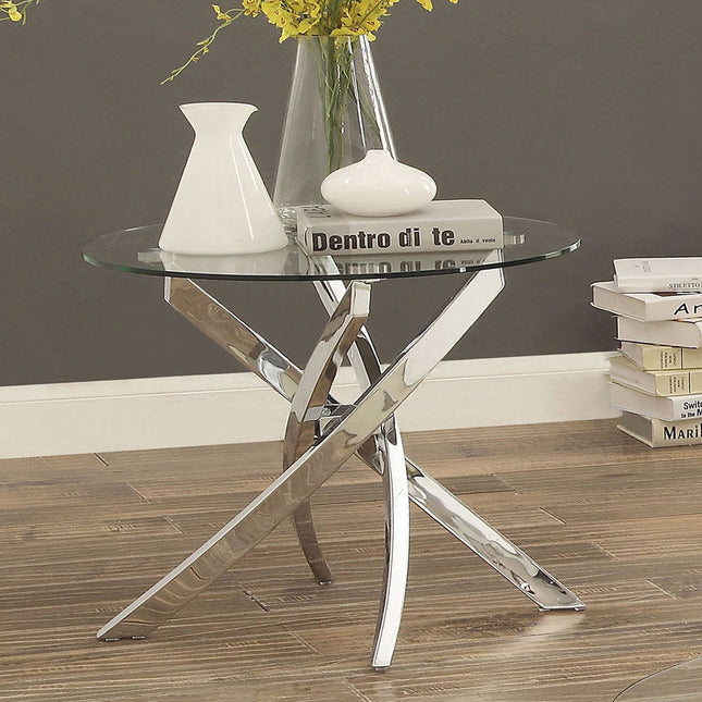 Modern Round Glass Coffee Table with Metal Frame