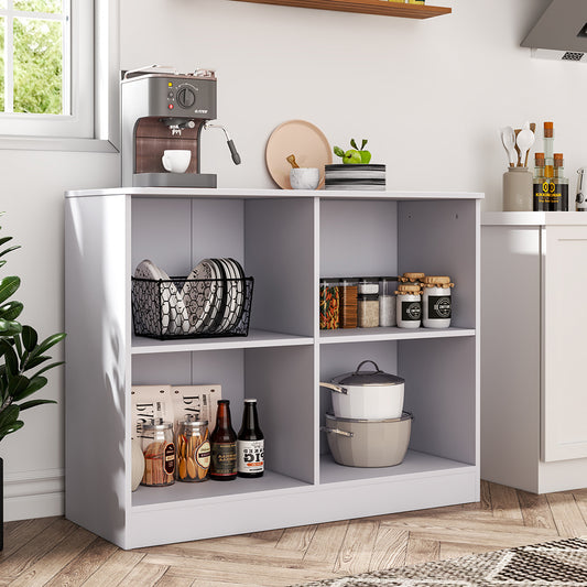 White Sideboard Cabinet with Open Shelves