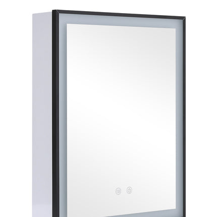 Single Door Fog Free Black Edge LED Bathroom Mirror Cabinet 45x60cm