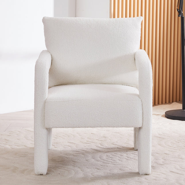 Teddy Fleece Upholstered Accent Chair with Lumbar Pillow