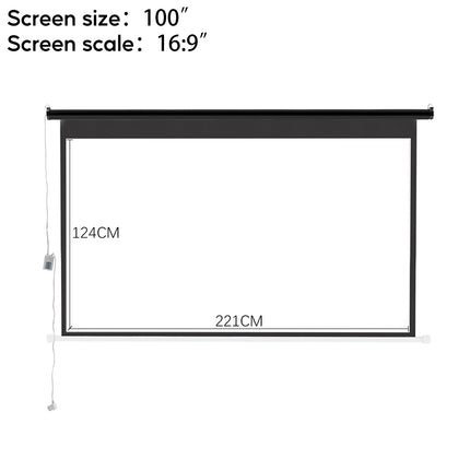 16:9 Electric Motorized Projector Screen with Remote 100"/120" Black