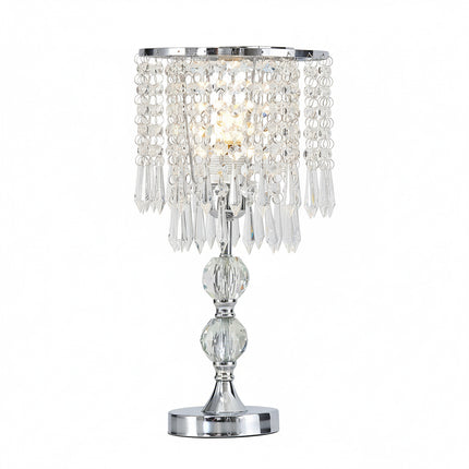 Luxury Table Lamp with Iron Base and a Crystal-Beaded Shade