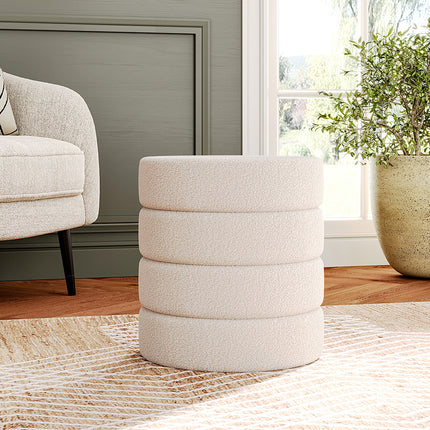 Round Channel Upholstered Footstool