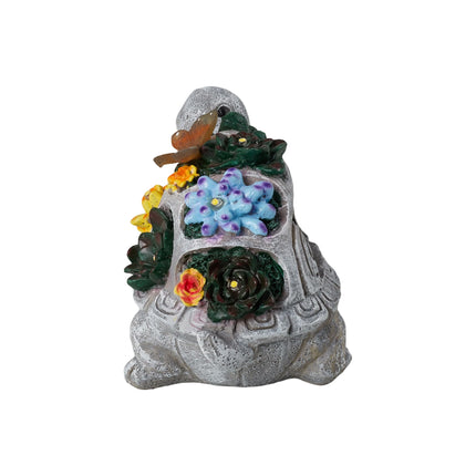 Solar-Powered Turtle Garden Ornament with Lights & Succulents