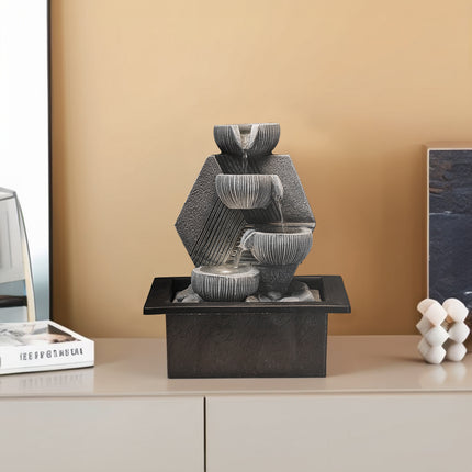 Tabletop Resin Fountain Water Feature LED Light