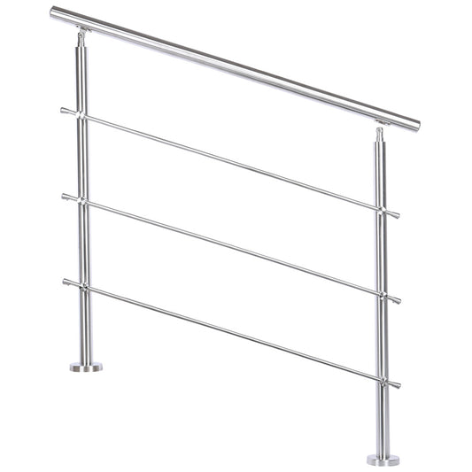 100CM Handrail Stainless Steel Balustrade with 3 Crossbars Stair Rails