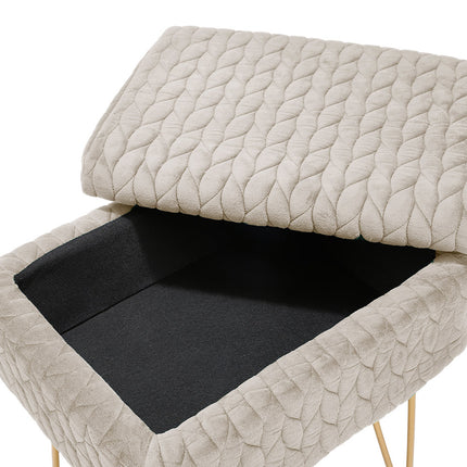 Rectangle Upholstered Storage Ottoman Vanity Stool