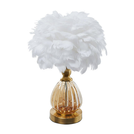 Glass & Iron Table Lamp with 12W Bulb