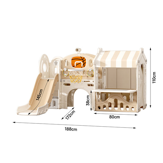 Brown Toddler Slide Climber Playhouse Combo For Outdoor Indoor Playground
