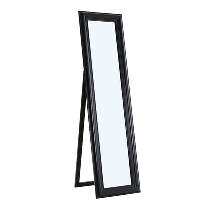 Modern Black Wood Frame Beveled Full Floor Mirror