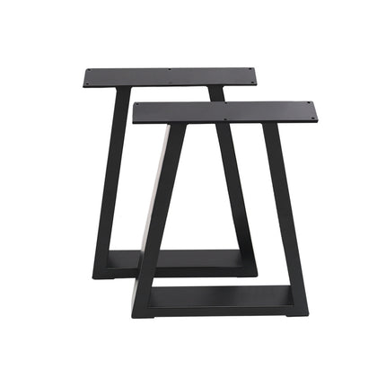 Set of 2 Metal Table Bench Legs Frames Trapezium with Top Steel Base Stands, 70x90CM
