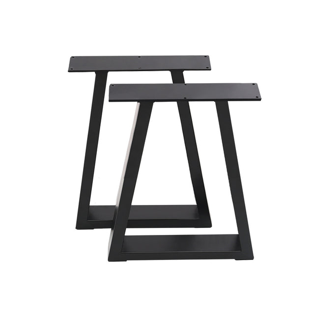 Set of 2 Metal Table Bench Legs Frames Trapezium with Top Steel Base Stands, 70x90CM