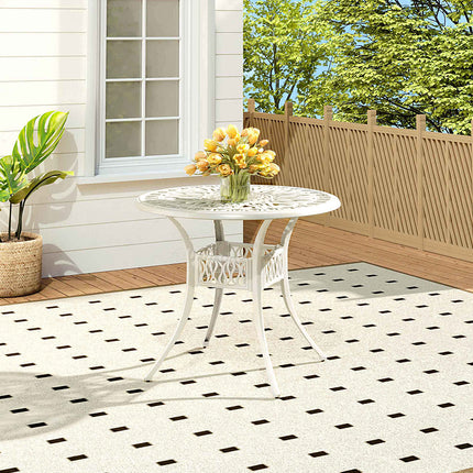 Outdoor Round White Cast Aluminum Garden Bistro Table