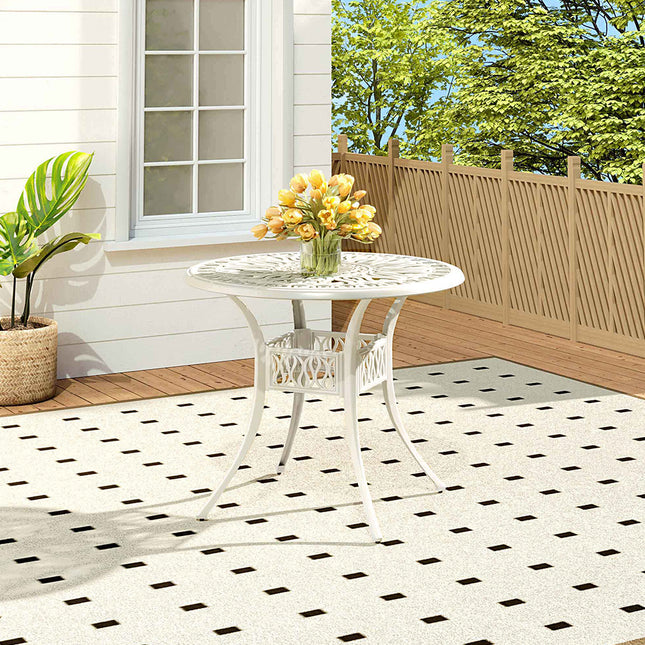 Outdoor Round White Cast Aluminum Garden Bistro Table 90 x 73cm H