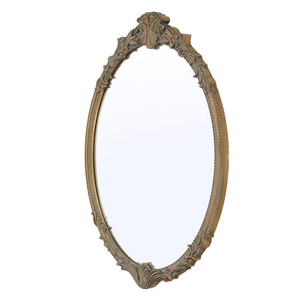 Gold Oval Decorative Vanity Mirror with Carved Frame