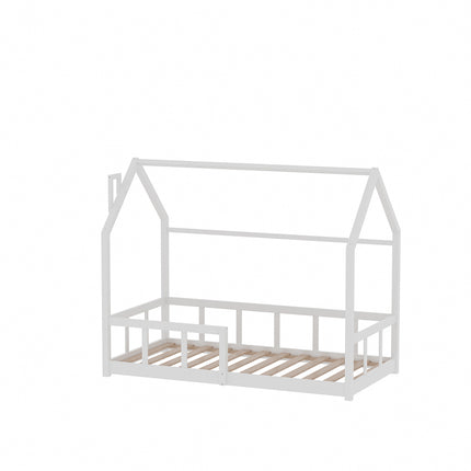 White Wooden House Shape Kids Bed Frame