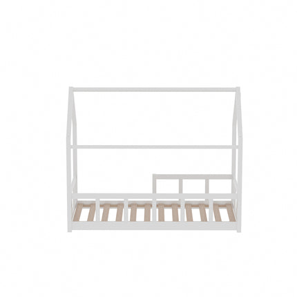 White Wooden House Shape Kids Bed Frame