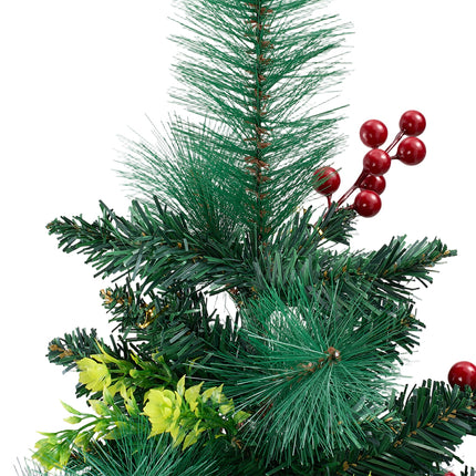 Set of 2 Solar-Powered Artificial Christmas Tree Decorations with Lights