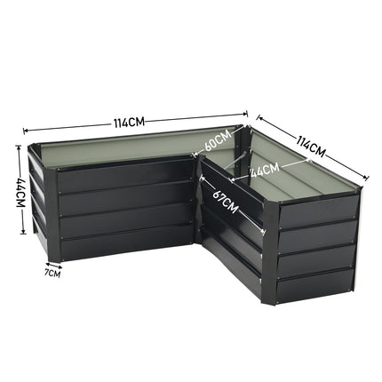 Outdoor Metal L-Shaped Raised Garden Bed