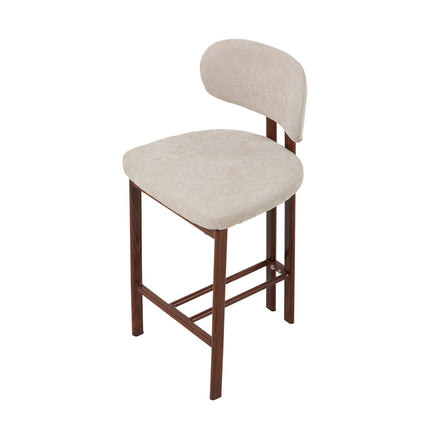 Set of 2 Chenille Upholstered Bar Stools