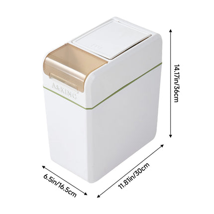 18L Slim Rubbish Bin With Press-Top Lid for Kitchen Bathroom