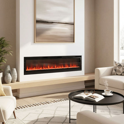 60-inch Wall Mounted/ Recessed Electric Fireplace with Remote Control