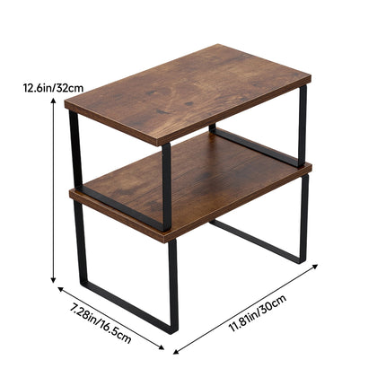 Set of 2 Stackable Kitchen Spice Storage Racks Countertop Shelves