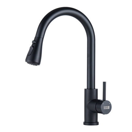 Black/Gold Retractable Commercial Pulldown Kitchen Faucet