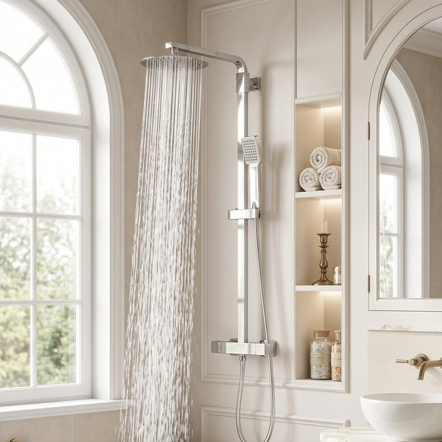 Chrome-Plated Bathroom Thermostatic Shower Mixer Set