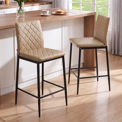 2PCS Upholstered Bar Stools with Backrest