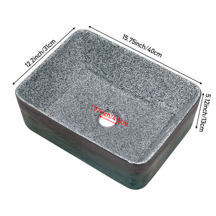 Ceramic Countertop Washbasin Vessel Sink with Waste Kit