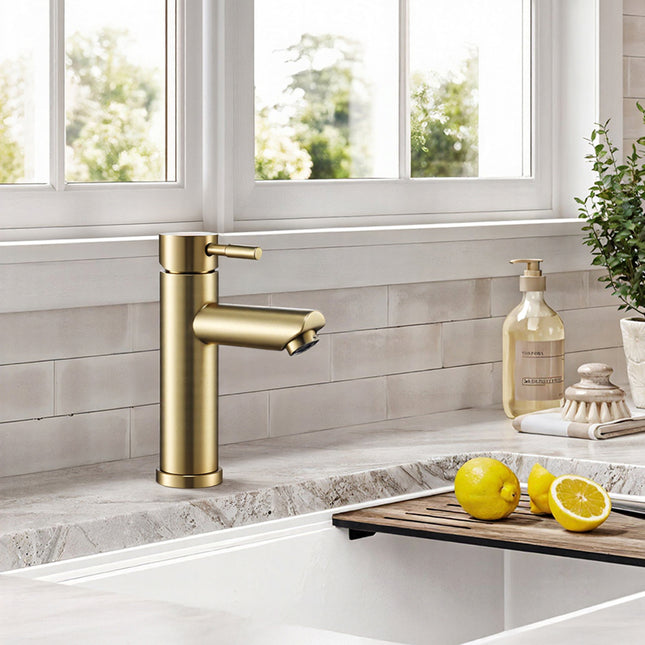 Stainless Steel Sink Tap Bathroom Kitchen Faucet with Single Lever