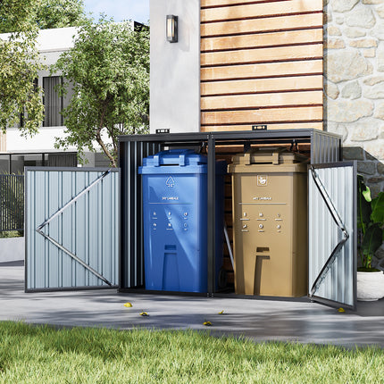 Outdoor Metal Garbage Can Garden Storage Shed