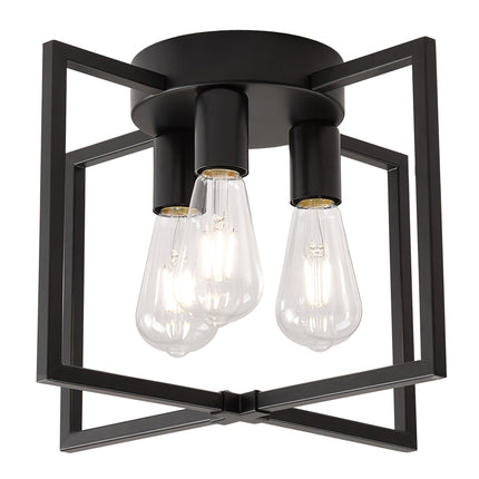Black 3-Light Ceiling Light with E27 Bulb Base