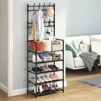 5-Tier Shoe Rack with Coat Hanger