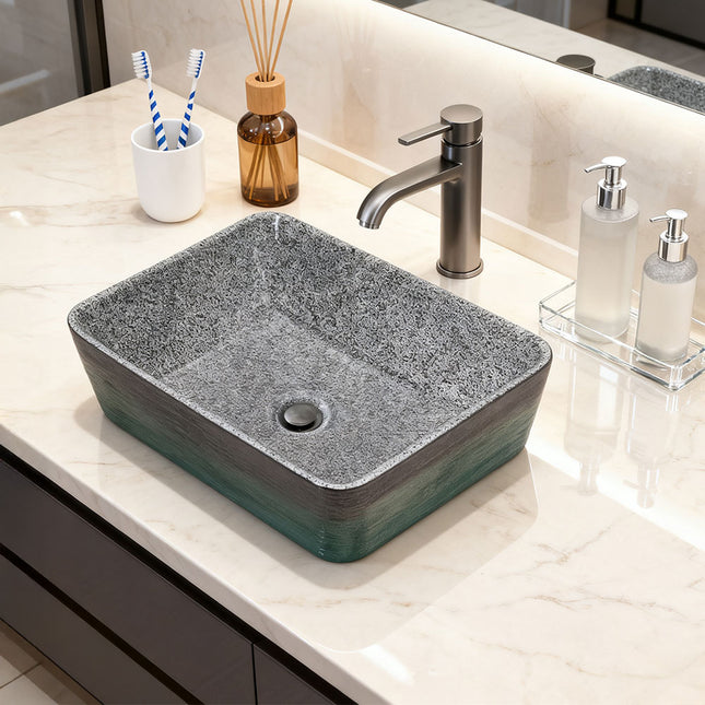 Ceramic Countertop Washbasin Vessel Sink with Waste Kit