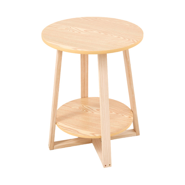 2-Tier Round Wooden Coffee Side Table