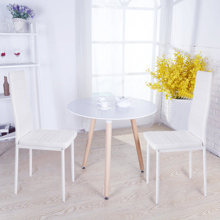 Set of 2 PU Leather Padded Seat Metal Legs Dining Chair White