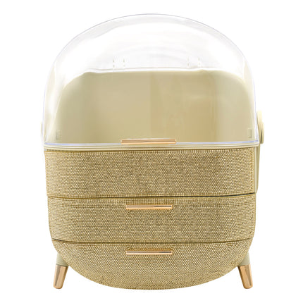 Countertop Portable Oval Makeup Storage Box with Transparent Cover
